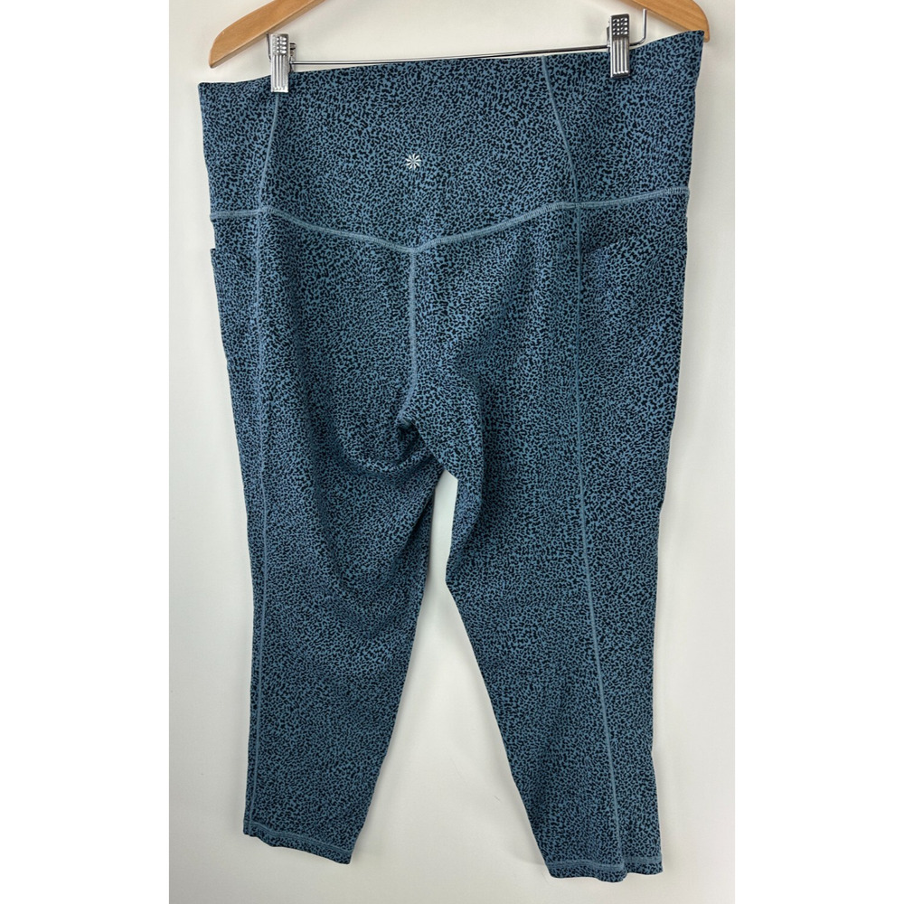 Athleta Salutation Stash Pocket II Textured 7/8 Tight Blue Cheetah Plus Size 2X - Picture 2 of 12